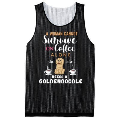 A Woman Cannot Survive On Coffee Alone She Also Needs A Goldendoodle Mesh Reversible Basketball Jersey Tank