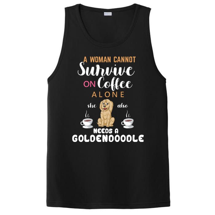 A Woman Cannot Survive On Coffee Alone She Also Needs A Goldendoodle PosiCharge Competitor Tank