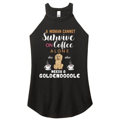 A Woman Cannot Survive On Coffee Alone She Also Needs A Goldendoodle Women's Perfect Tri Rocker Tank