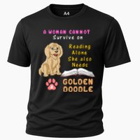 A Woman Cannot Survive On Reading Alone She Also Needs A Goldendoodle Cooling Performance Crew T-Shirt