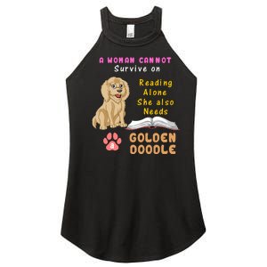 A Woman Cannot Survive On Reading Alone She Also Needs A Goldendoodle Women's Perfect Tri Rocker Tank