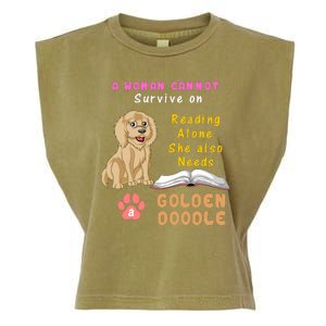 A Woman Cannot Survive On Reading Alone She Also Needs A Goldendoodle Garment-Dyed Women's Muscle Tee