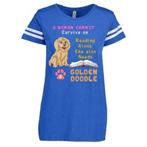 A Woman Cannot Survive On Reading Alone She Also Needs A Goldendoodle Enza Ladies Jersey Football T-Shirt