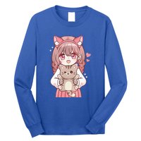 Anime With Cat Kawaii Cat Lover Otaku Long Sleeve Shirt