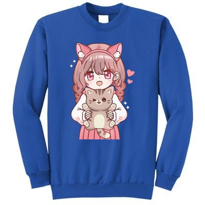 Anime With Cat Kawaii Cat Lover Otaku Sweatshirt