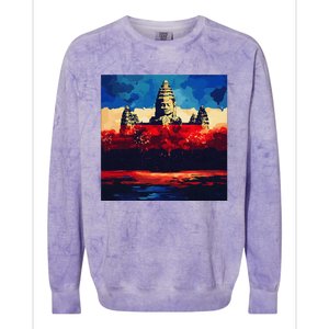 Angkor Wat Cambodia Explore Ancient Temples Colorblast Crewneck Sweatshirt