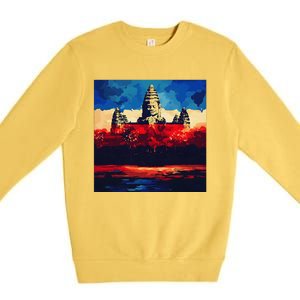 Angkor Wat Cambodia Explore Ancient Temples Premium Crewneck Sweatshirt