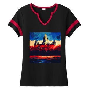 Angkor Wat Cambodia Explore Ancient Temples Ladies Halftime Notch Neck Tee