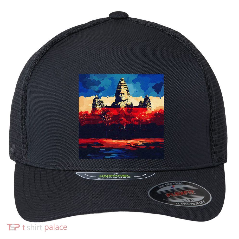 Angkor Wat Cambodia Explore Ancient Temples Flexfit Unipanel Trucker Cap