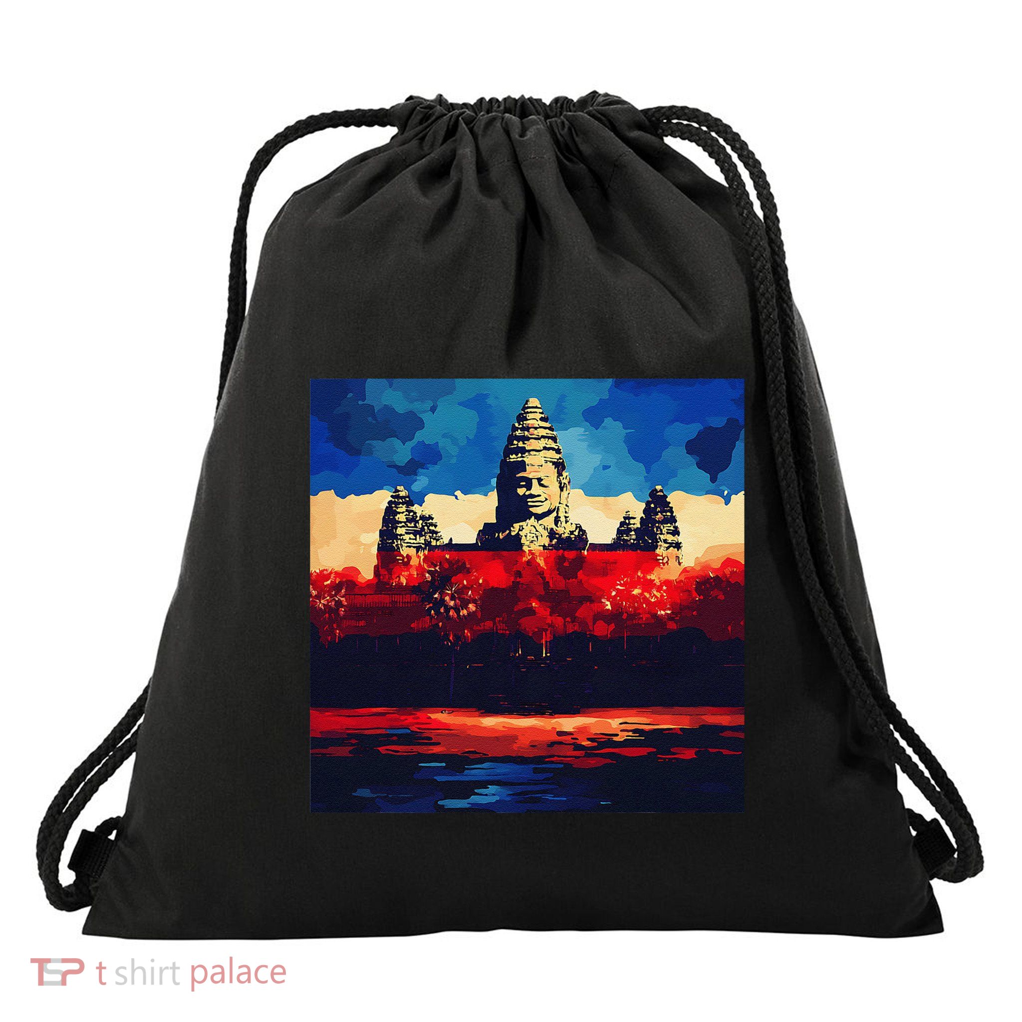 Angkor Wat Cambodia Explore Ancient Temples Drawstring Bag