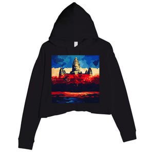 Angkor Wat Cambodia Explore Ancient Temples Crop Fleece Hoodie