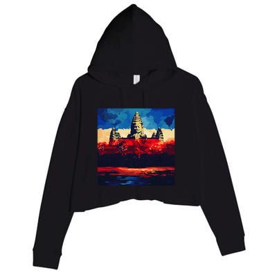Angkor Wat Cambodia Explore Ancient Temples Crop Fleece Hoodie