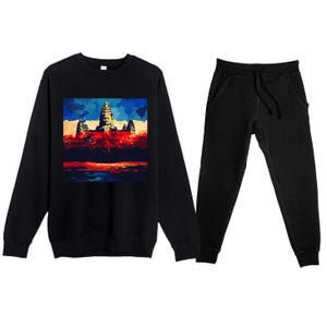 Angkor Wat Cambodia Explore Ancient Temples Premium Crewneck Sweatsuit Set