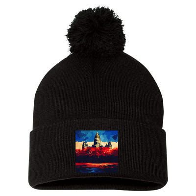 Angkor Wat Cambodia Explore Ancient Temples Pom Pom 12in Knit Beanie
