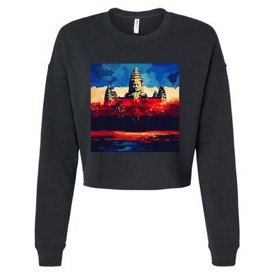 Angkor Wat Cambodia Explore Ancient Temples Cropped Pullover Crew