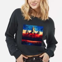 Angkor Wat Cambodia Explore Ancient Temples Cropped Pullover Crew