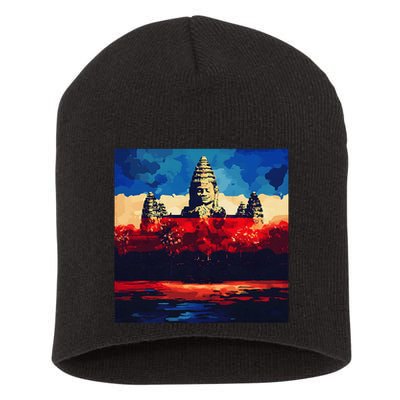 Angkor Wat Cambodia Explore Ancient Temples Short Acrylic Beanie
