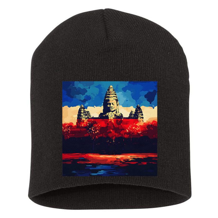 Angkor Wat Cambodia Explore Ancient Temples Short Acrylic Beanie