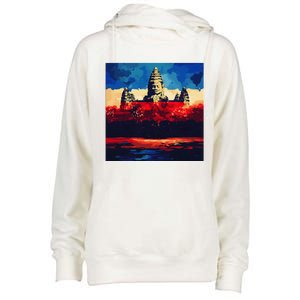 Angkor Wat Cambodia Explore Ancient Temples Womens Funnel Neck Pullover Hood