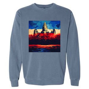 Angkor Wat Cambodia Explore Ancient Temples Garment-Dyed Sweatshirt