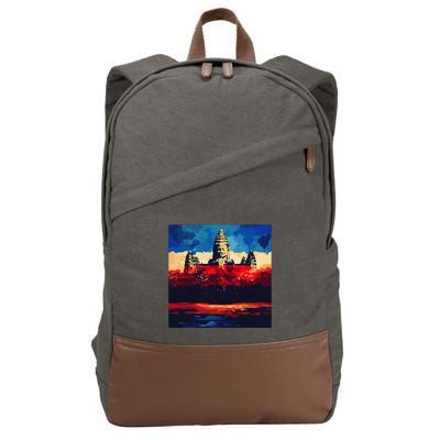 Angkor Wat Cambodia Explore Ancient Temples Cotton Canvas Backpack