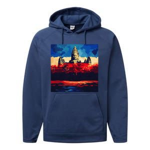 Angkor Wat Cambodia Explore Ancient Temples Performance Fleece Hoodie