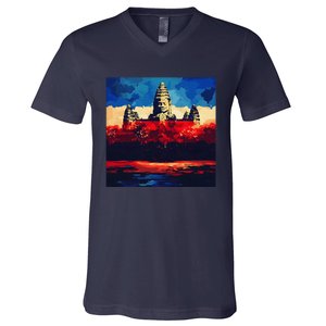 Angkor Wat Cambodia Explore Ancient Temples V-Neck T-Shirt