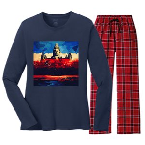 Angkor Wat Cambodia Explore Ancient Temples Women's Long Sleeve Flannel Pajama Set 