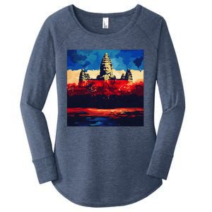 Angkor Wat Cambodia Explore Ancient Temples Women's Perfect Tri Tunic Long Sleeve Shirt