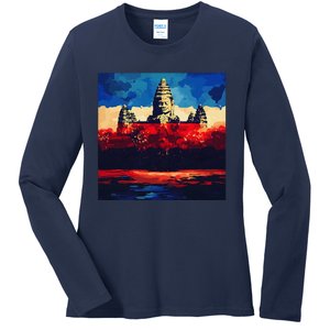 Angkor Wat Cambodia Explore Ancient Temples Ladies Long Sleeve Shirt