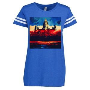 Angkor Wat Cambodia Explore Ancient Temples Enza Ladies Jersey Football T-Shirt