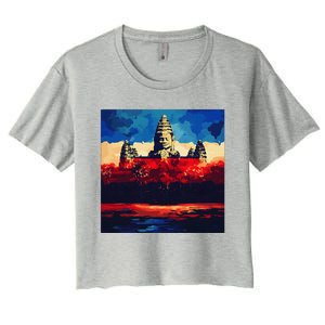 Angkor Wat Cambodia Explore Ancient Temples Women's Crop Top Tee