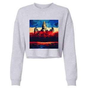 Angkor Wat Cambodia Explore Ancient Temples Cropped Pullover Crew