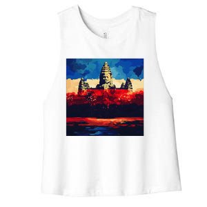 Angkor Wat Cambodia Explore Ancient Temples Women's Racerback Cropped Tank