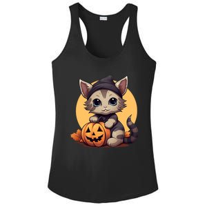 Autumn Whiskers Cute Cat Cuddling A Halloween Pumpkin Meaningful Gift Ladies PosiCharge Competitor Racerback Tank