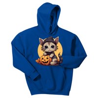 Autumn Whiskers Cute Cat Cuddling A Halloween Pumpkin Meaningful Gift Kids Hoodie