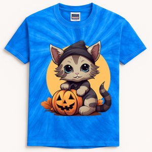 Autumn Whiskers Cute Cat Cuddling A Halloween Pumpkin Meaningful Gift Kids Tie-Dye T-Shirt