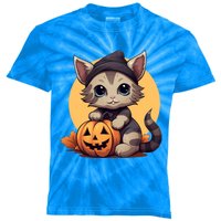 Autumn Whiskers Cute Cat Cuddling A Halloween Pumpkin Meaningful Gift Kids Tie-Dye T-Shirt