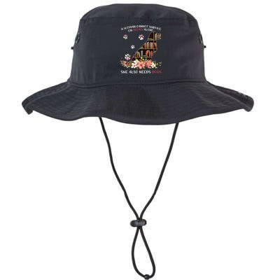 A Woman Cannot Survive On Books Alone She Also Needs Dog Legacy Cool Fit Booney Bucket Hat