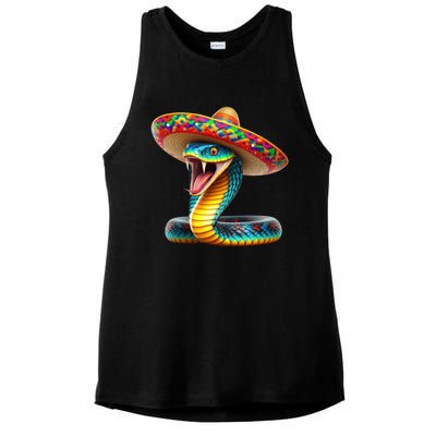 Anaconda Wearing Cinco De Mayo Hat Snake Lovers Birthday Gift Ladies PosiCharge Tri-Blend Wicking Tank