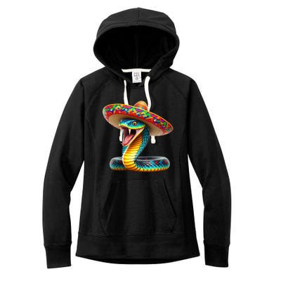 Anaconda Wearing Cinco De Mayo Hat Snake Lovers Birthday Gift Women's Fleece Hoodie