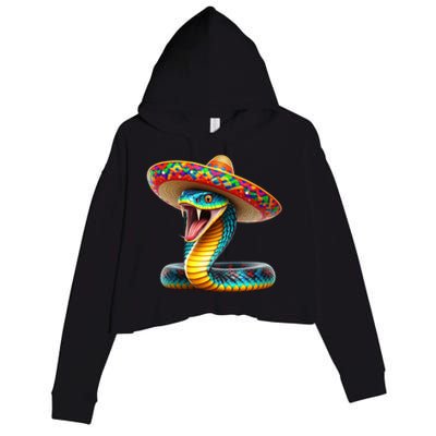 Anaconda Wearing Cinco De Mayo Hat Snake Lovers Birthday Gift Crop Fleece Hoodie