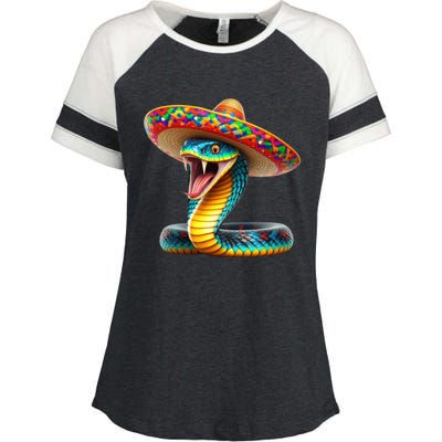 Anaconda Wearing Cinco De Mayo Hat Snake Lovers Birthday Gift Enza Ladies Jersey Colorblock Tee