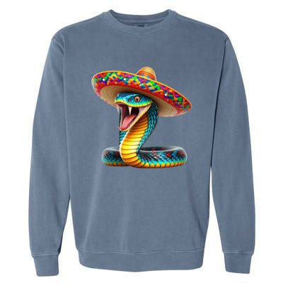 Anaconda Wearing Cinco De Mayo Hat Snake Lovers Birthday Gift Garment-Dyed Sweatshirt