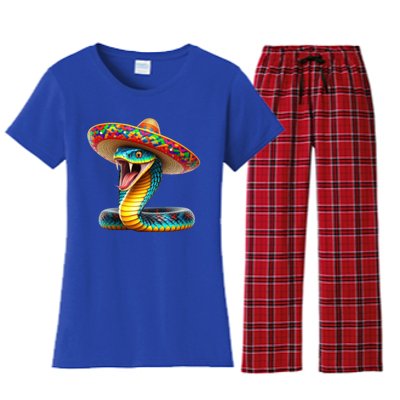 Anaconda Wearing Cinco De Mayo Hat Snake Lovers Birthday Gift Women's Flannel Pajama Set