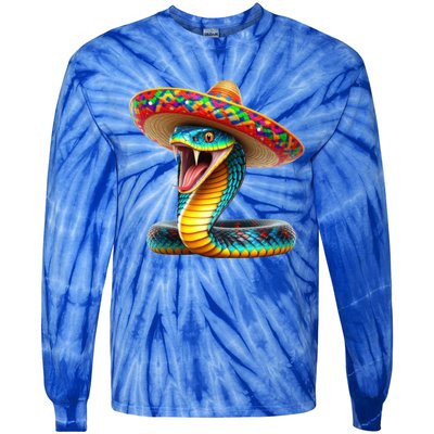 Anaconda Wearing Cinco De Mayo Hat Snake Lovers Birthday Gift Tie-Dye Long Sleeve Shirt