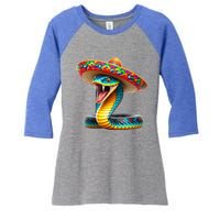 Anaconda Wearing Cinco De Mayo Hat Snake Lovers Birthday Gift Women's Tri-Blend 3/4-Sleeve Raglan Shirt