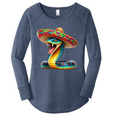 Anaconda Wearing Cinco De Mayo Hat Snake Lovers Birthday Gift Women's Perfect Tri Tunic Long Sleeve Shirt