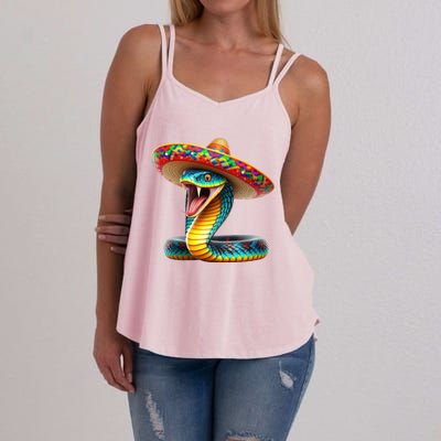 Anaconda Wearing Cinco De Mayo Hat Snake Lovers Birthday Gift Women's Strappy Tank