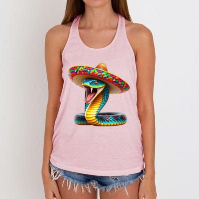 Anaconda Wearing Cinco De Mayo Hat Snake Lovers Birthday Gift Women's Knotted Racerback Tank